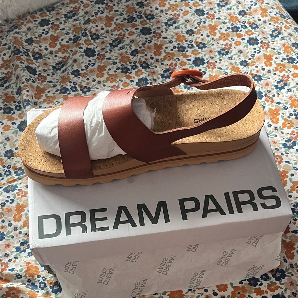 Dream Pairs Tan Cork Sandals